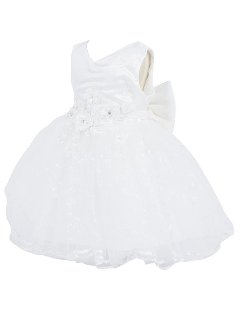 Baby Girls Lala & Erina White Lace Satin Flower Girl Dress 3-24M